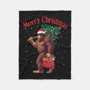 Bigfoot Frohe Weihnachtsbaum Lichter Sasquatch Xma Fleecedecke