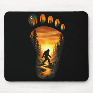 Bigfoot-Fußabdruck Sasquatch Wald Sonnenuntergang Mousepad