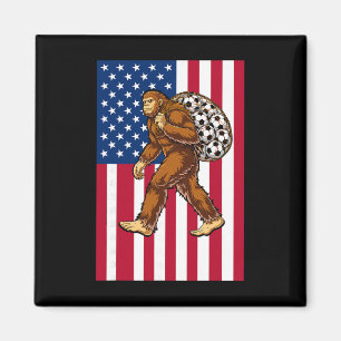 Bigfoot Fußball USA-Flagge Lustiger Patriotischer  Magnet