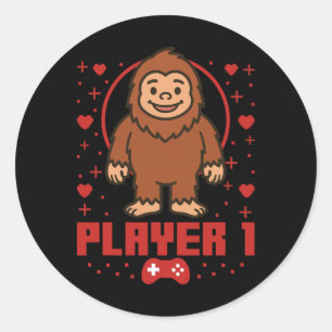 Bigfoot Gamer Paar Capyra Retro Pixel Arcade  Runder Aufkleber