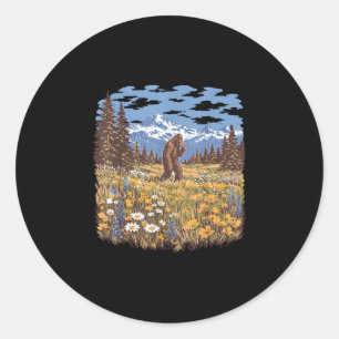 Bigfoot-Gänseblümchen-Blume vintage Sasquatch-Wald Runder Aufkleber