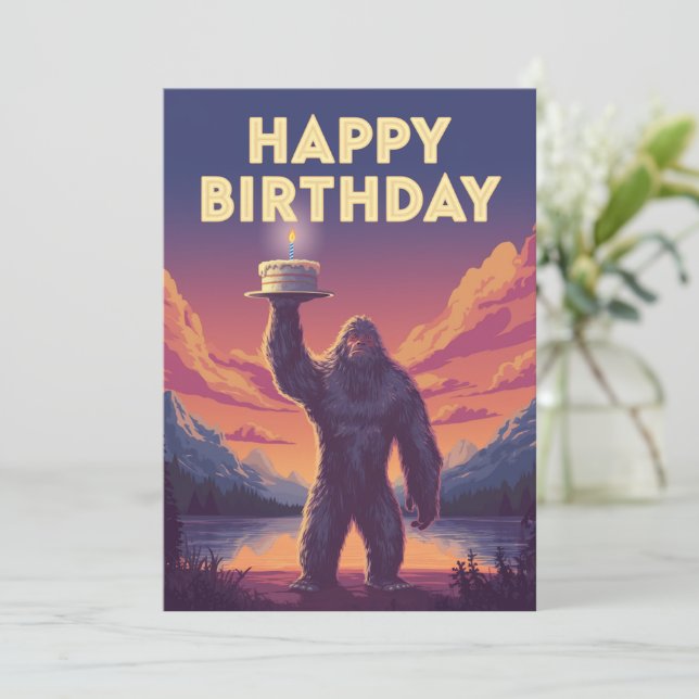 BigFoot Geburtstag Kryptozoologie Kunst Einladung (Stehend Vorderseite)