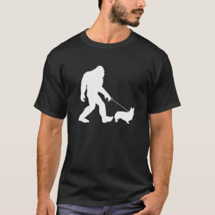 Bigfoot gehender Corgi Hund Lustiges Geschenk T-Shirt