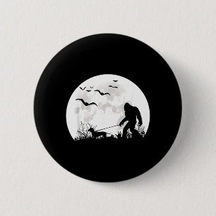 Bigfoot gehender Dachshund Hund Mond Sasquatch Button