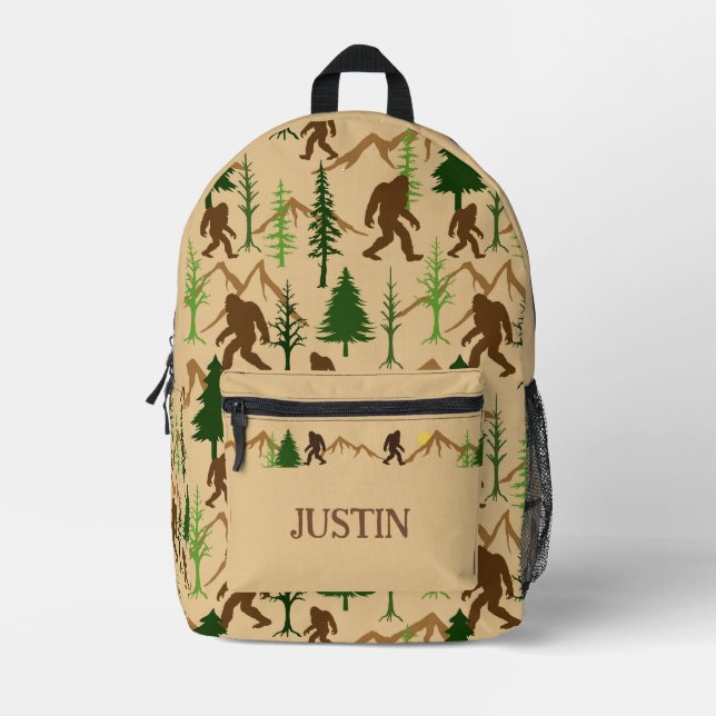Bigfoot Gemustert Sasquatch Bedruckter Rucksack (Vorderseite)