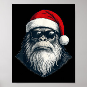 Bigfoot-Gesicht Sonnenbrille Weihnachtsmann Weihna Poster