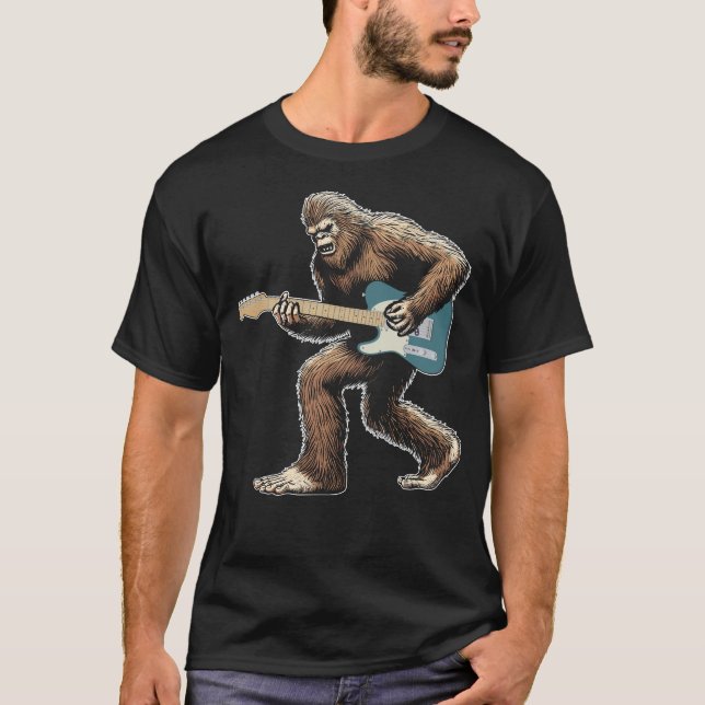 Bigfoot Gitarre spielen mit links Handgitarrist T-Shirt (Vorderseite)