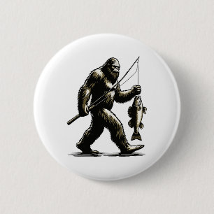 Bigfoot Glasaugenbarsch Jagd Angler Sasquatch Glas Button