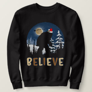 Bigfoot glauben an Weihnachten Funny Sasquatch Wei Sweatshirt