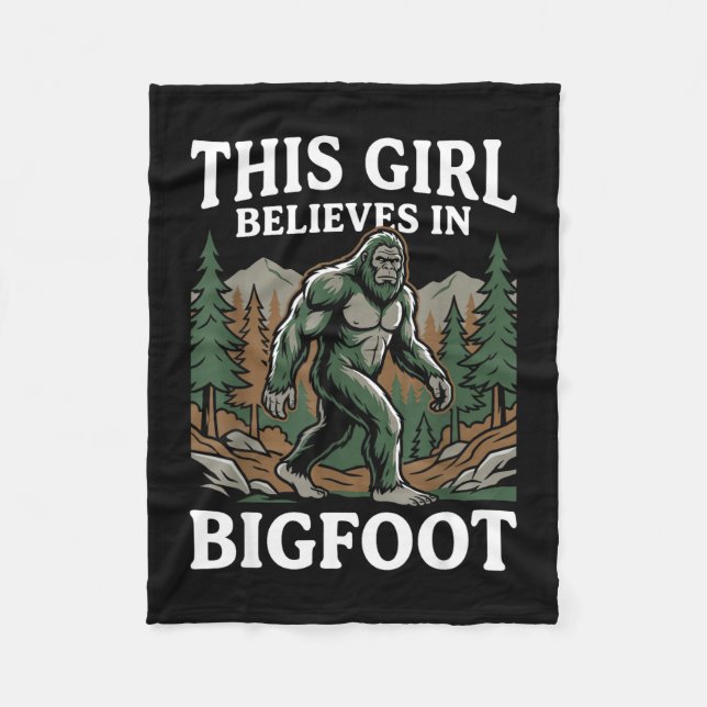 Bigfoot-Gläubiger Mädchen Sasquatch-Wald-Kryptid f Fleecedecke (Vorderseite)