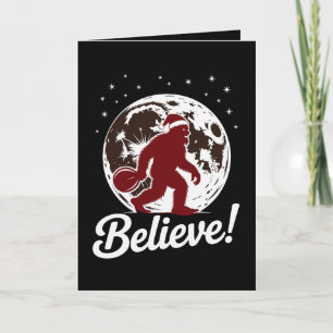 Bigfoot Glaubt Weihnachten Santa Hut Mond Sasquatc Karte