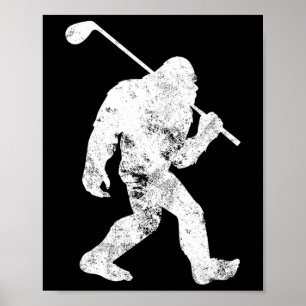 Bigfoot Golf Golfer Vintag Sasquatch Funny Men Poster