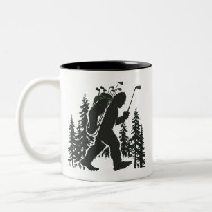 Bigfoot Golfer Baum Lustiger Sasquatch Golf Golfen Zweifarbige Tasse
