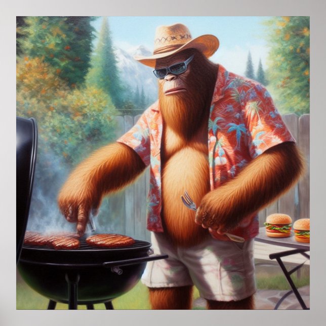 Bigfoot Grilling Burgers Poster (Vorne)
