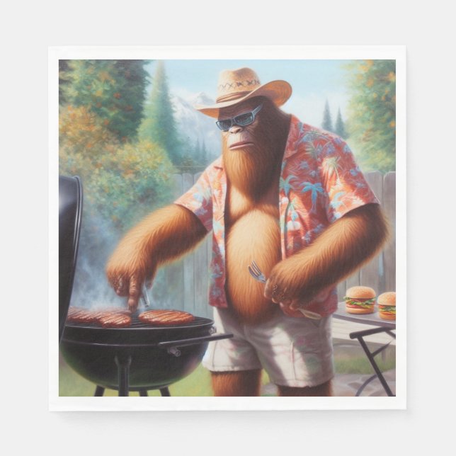 Bigfoot Grilling Burgers Serviette (Vorderseite)