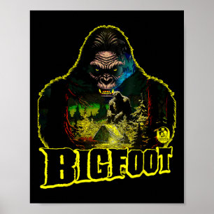 Bigfoot Gruseliger Camping Wald Sasquatch Zelt Poster