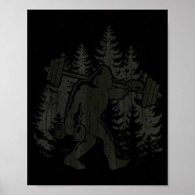 Bigfoot Gym Workout Fitness Forest Men Women  Poster (Vorne)
