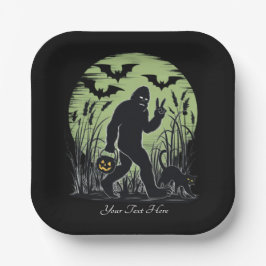 Bigfoot Halloween Green und Black Paper Plate Pappteller