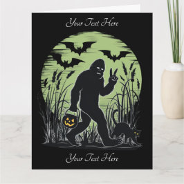 Bigfoot Halloween Green und Black Personalisiert Karte