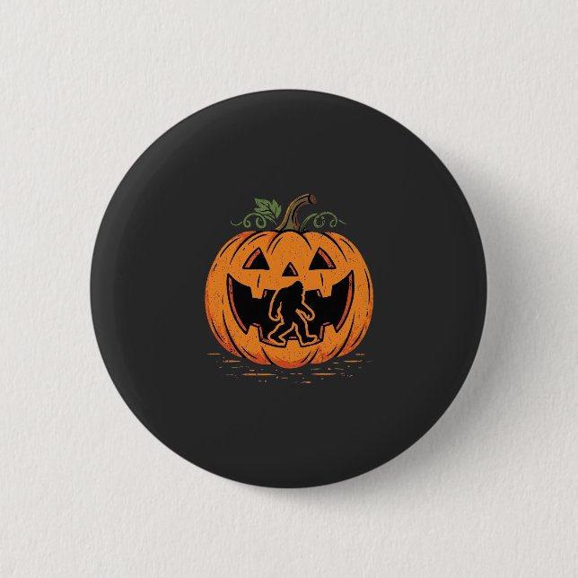 Bigfoot Halloween-Kürbis-Silhouette Design_1 Button (Vorderseite)