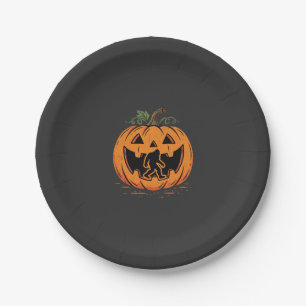 Bigfoot Halloween-Kürbis-Silhouette Design_1 Pappteller
