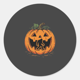 Bigfoot Halloween-Kürbis-Silhouette Design_1 Runder Aufkleber