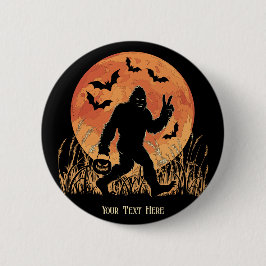 Bigfoot Halloween Orange und Black Personalizable Button