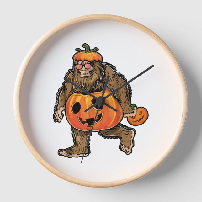 Bigfoot Halloween Pumphalloween Uhr (Vorderseite)