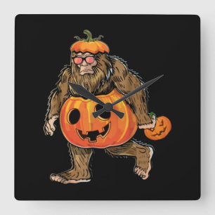 Bigfoot Halloween Pumpkin halloween Quadratische Wanduhr
