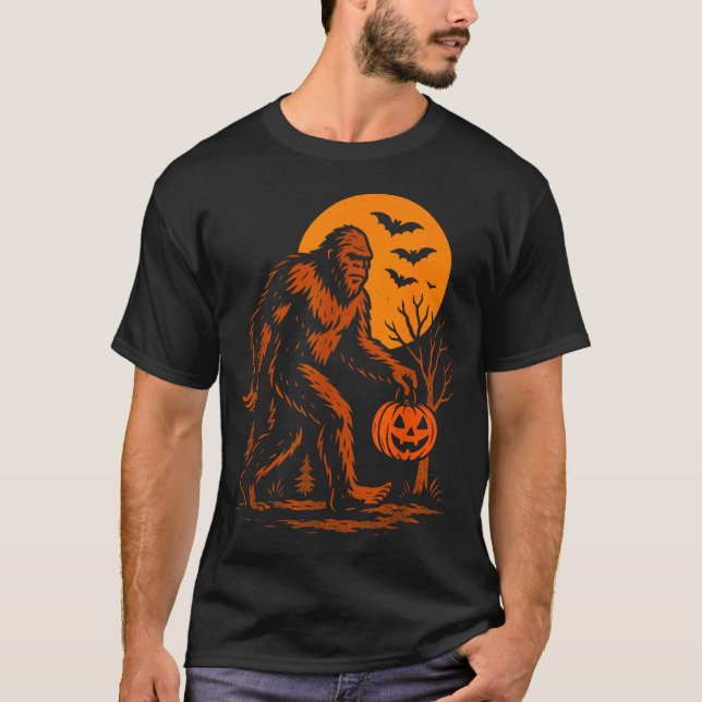 Bigfoot Halloween Sasquatch Jack O Lantern  T-Shirt (Vorderseite)