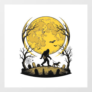 Bigfoot Halloween-Shirt Vollmond-Hunde-Spaziergang Fensteraufkleber