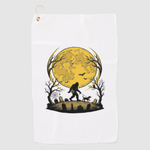 Bigfoot Halloween-Shirt Vollmond-Hunde-Spaziergang Golfhandtuch