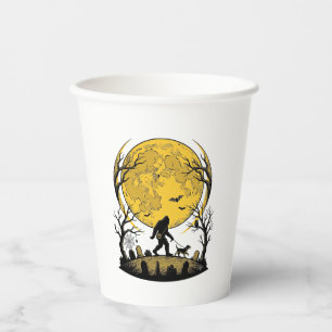 Bigfoot Halloween-Shirt Vollmond-Hunde-Spaziergang Pappbecher