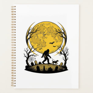Bigfoot Halloween-Shirt Vollmond-Hunde-Spaziergang Planer