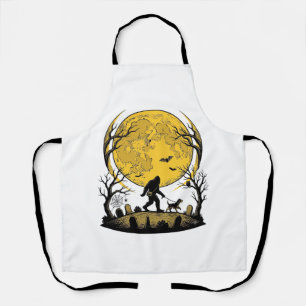 Bigfoot Halloween-Shirt Vollmond-Hunde-Spaziergang Schürze