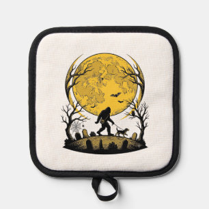 Bigfoot Halloween-Shirt Vollmond-Hunde-Spaziergang Topflappen