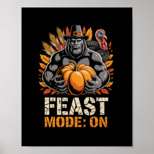 Bigfoot Halloween Truthahn Herbstlaub Thanksgivin Poster