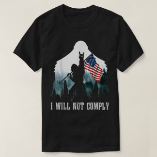Bigfoot hält Design der amerikanischen Flagge T-Shirt