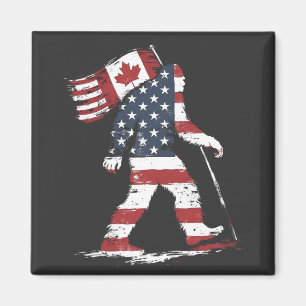 Bigfoot hält kanadische Flagge 51. Staat Trump Magnet
