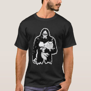 Bigfoot hält langhaarige Katze Sasquatch Kryptid T-Shirt