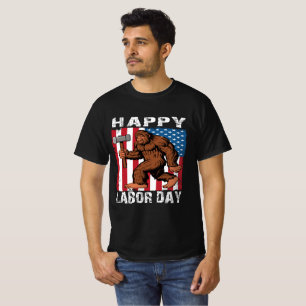 Bigfoot Happy Labour Day T - Shirt Mann Frauen Kin