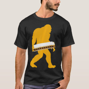 Bigfoot Harmonica Sasquatch Harpist French Harp Pl T-Shirt