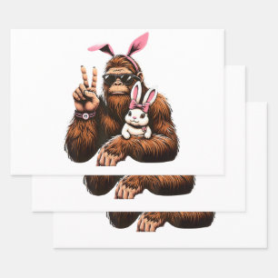Bigfoot-Hase Lustiger Ostertag Sasquatch Geschenkpapier Set