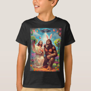 Bigfoot Hase lustiges Ostern Jesus Sasquatch Selfi T-Shirt