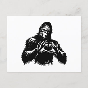Bigfoot Heart Hands Feiertagspostkarte