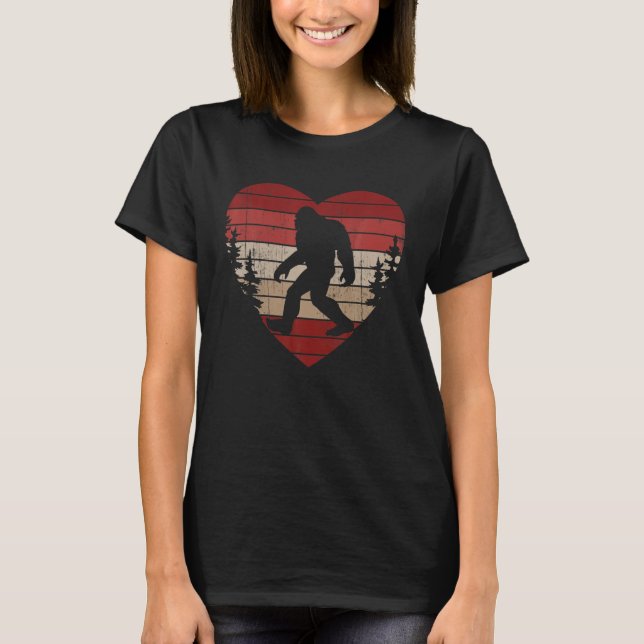 Bigfoot Heart Valentine's Day Boys Girls Kinder Li T-Shirt (Vorderseite)