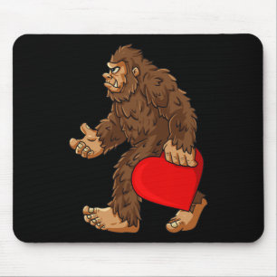 Bigfoot Heart Valentine's Day Boys Girls Kinder Sa Mousepad