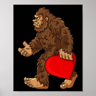Bigfoot Heart Valentine's Day Boys Girls Kinder Sa Poster