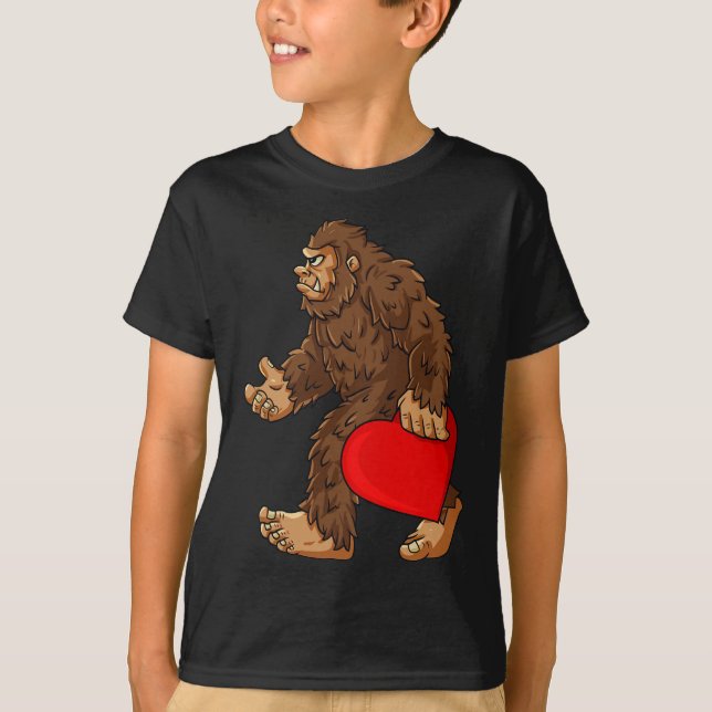 Bigfoot Heart Valentine's Day Boys Girls Kinder Sa T-Shirt (Vorderseite)