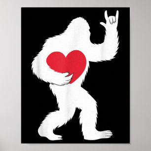 Bigfoot Heart Valentinstag Boys Girls Kinder Liebe Poster